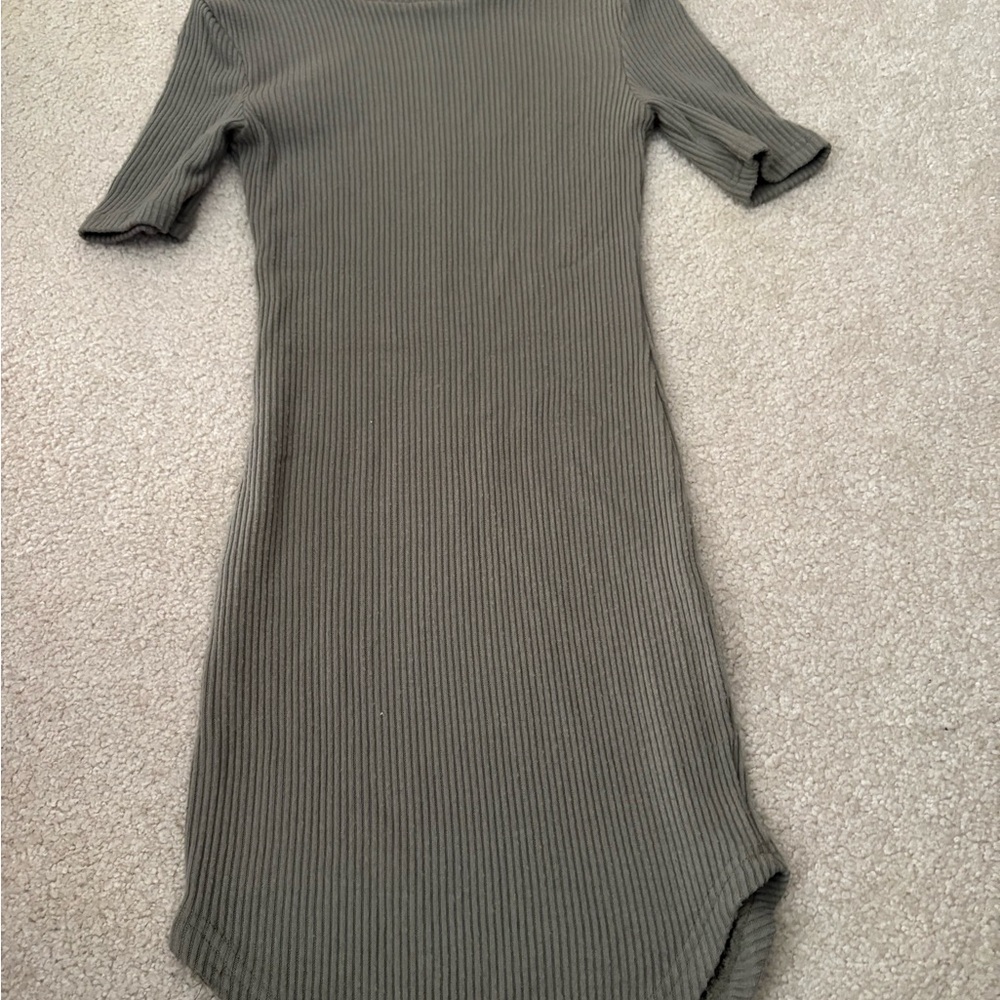 Reformation Olive Ribbed Mini Dress